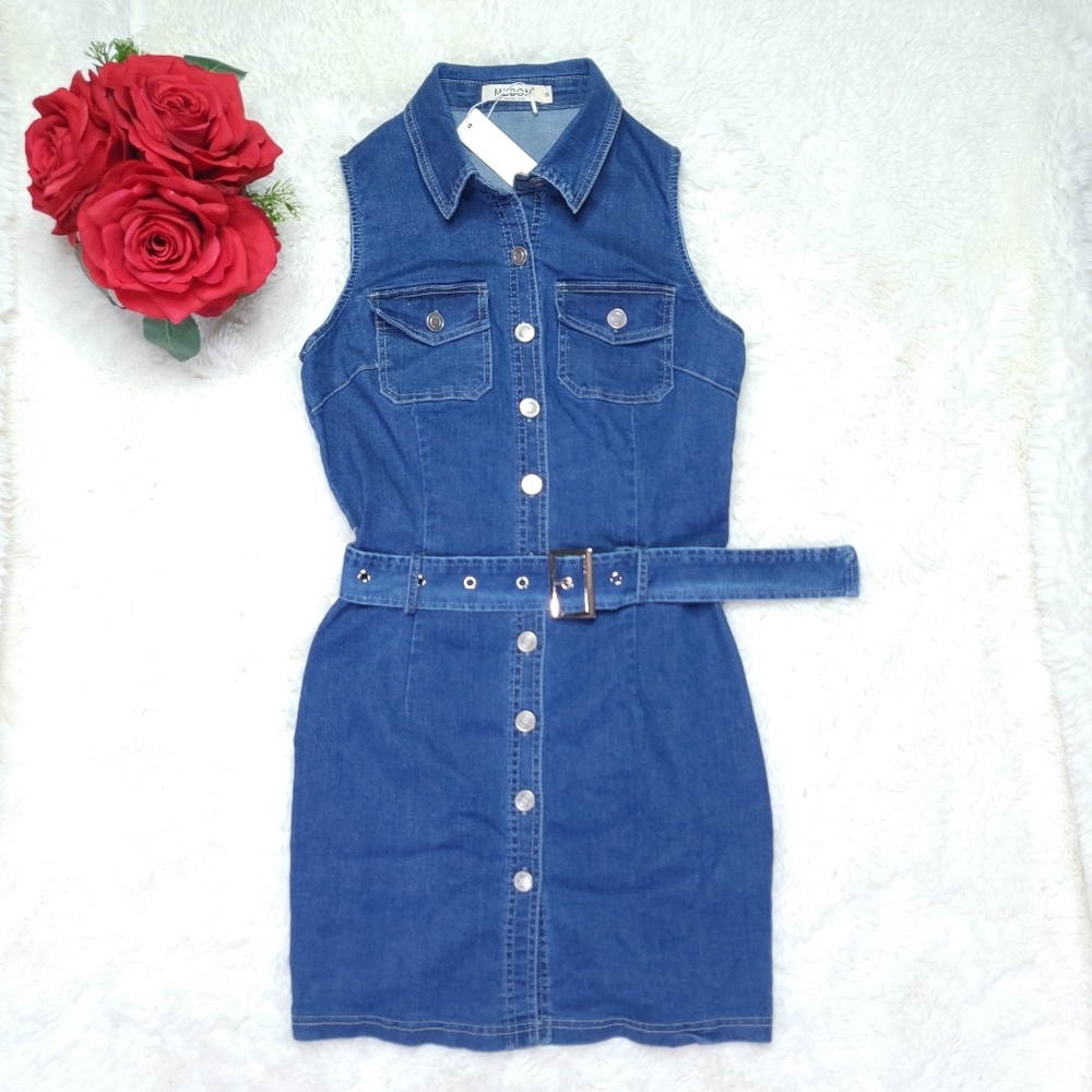 NWT Mebon Denim Dress Size M